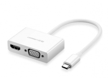 Ugreen Adaptador USB C Macho - 1x HDMI/VGA Hembra, Blanco 
