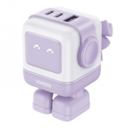 Ugreen Cargador de Pared RobotGaN, 65W, 12V, 1 x USB-A 2 x USB-C  