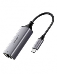 Ugreen Adaptador USB C Macho - RJ-45 Hembra, Negro/Gris 