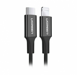 Ugreen Cable de Carga Lightning Macho - USB C Macho, 2 Metros, Negro, para iPhone/iPad 