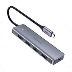 Ugreen Hub USB C 3.2 Macho - 4 Puertos USB A Hembra, 5000Mbit/s, Gris 