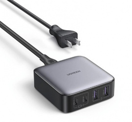 Ugreen Cargador de Pared 90735, 65W, 2x USB-C, 2x USB-A, Gris 