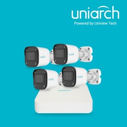 Uniarch Kit de Vigilancia KIT-NVR-104LS-P4 /IPC-B112-PF28 de 4 Cámaras CCTV Bullet y 4 Canales, con Grabadora 