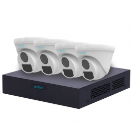 Uniarch Kit de Vigilancia Turret de 4 Cámaras Turret CCTV y 4 Canales con Grabadora, Cables y Fuente de Poder 