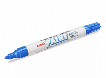 Uni Paint Marcador Permanente PX-20, Punto Mediano, Azul, 12 Piezas 