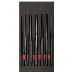 Urrea Juego de Punzones Botadores Largo CH124, 7 Piezas, Negro 