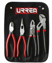 Urrea Juego de Pinzas J200G, 4 Piezas, Negro/Rojo 