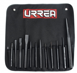 Urrea Juego de Cinceles, Punzones y Botadores NO.5, 12 Piezas, Negro 