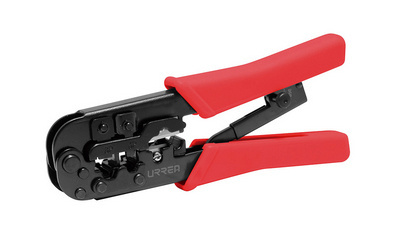 Urrea Pinza Ponchadora para Cable Modular UTP/STP 303, RJ-11/RJ-12/RJ-45, Rojo/Negro 