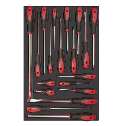 Urrea Juego de Desarmadores de Puntas Plana/Phillips/Cabinet CH307, 19 Piezas, Negro/Rojo 