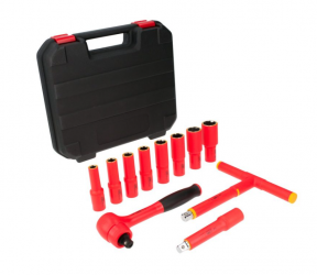 Urrea Juego de Dados de Electricistas con Matraca 5400VI, 8 Piezas, Acero 