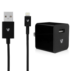 V7 Cargador de Pared AC30024ACLT-BLK-2N, 5V 2 Puertos USB 2.0, Negro, para iPhone 