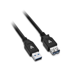 V7 Cable USB Macho - USB Hembra, 2 Metros, Negro 