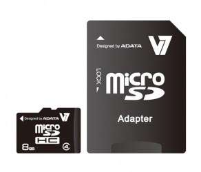 Memoria Flash V7 VAMSDH8GCL4R-1N, 8GB MicroSDHC Clase 4, con Adaptador 