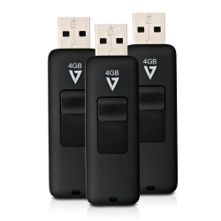 Memoria USB V7 VF24GAR-3PK-3N, 4GB, USB 2.0, Negro, 3 Piezas 