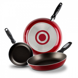 Vasconia Juego de Sartenes 4015560, 20/24/30cm, Antiadherente, 3 Piezas, Rojo 