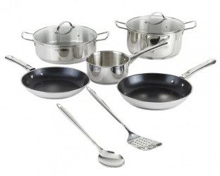 Vasconia Batería de Cocina Esencial, 9 Piezas, Acero Inoxidable 