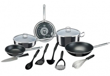 Vasconia Batería de Cocina Masterchef, Vitroacero, Antiadherente, 13 Piezas, Negro 