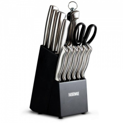 Vasconia Juego de Cuchillos, 15 Piezas, Acero Inoxidable, Negro 