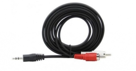 VCOM Cable 2x RCA Macho - 3.5mm Macho, 1.8 Metros, Negro 