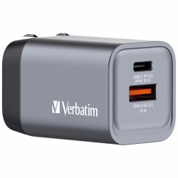 Verbatim Cargador de Pared GNC-35, 35W, 1x USB-C, 1x USB-A, Gris 