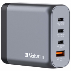 Verbatim Cargador de Pared 32203, 140W, 20V, 1 x USB-A 3 x USB-C  