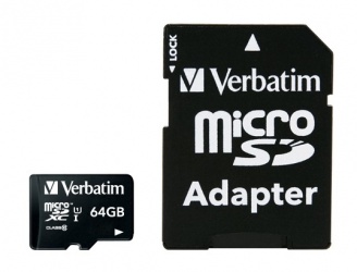 Memoria Flash Verbatim, 64GB microSDHC Clase 10, con Adaptador 