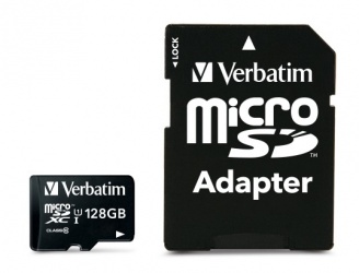 Memoria Flash Verbatim 44085, 128GB MicroSDXC UHS-I Clase 10, con Adaptador  