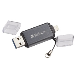 Memoria USB Verbatim Store 'n' Go Dual, 32GB, USB 3.0/Lightning, Gris 