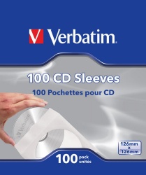 Verbatim Sobres de Papel para CD/DVD, Blanco, 100 Piezas 