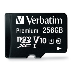 Memoria Flash Verbatim Premium, 256GB MicroSDXC UHS-I Clase 10, con Adaptador 