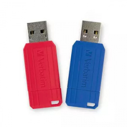 Memoria Flash Verbatim PinStripe, 128GB, USB 2.0, Rojo/Azul, 2 Piezas 