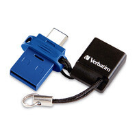 Memoria USB Verbatim Store ‘n’ Go Dual, 128GB, USB 3.2, Negro/Azul 