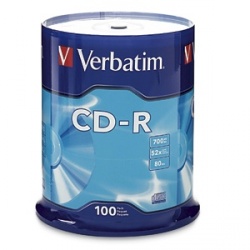 Verbatim Torre de Discos Virgenes para CD, CD-R, 52x, 100 Piezas 