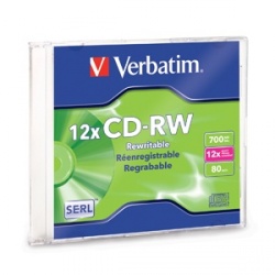 Verbatim Disco Virgen para CD, CD-RW, 12x, 1 Disco (95161) 