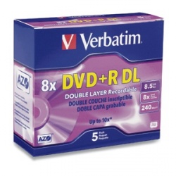 Verbatim Discos Virgenes para DVD, DVD+R DL, 8x, 5 Discos 95311 