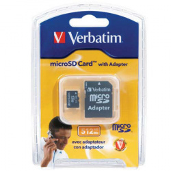 Memoria Flash Verbatim, MicroSD, 512MB, con Adaptador 