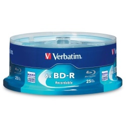 Verbatim Torre de Discos Virgenes Blu-Ray, BD-R 6x, 25GB, 25 Piezas 