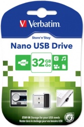 Memoria USB Verbatim Nano, 32GB, USB 2.0, Negro 