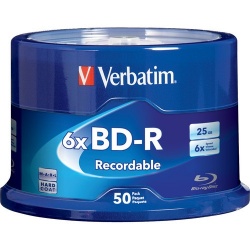 Verbatim Torre de Discos Virgenes para Blu-Ray, BD-R, 6x, 25GB, 50 Piezas 