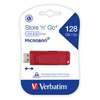 ﻿Memoria USB Verbatim Store ‘n’ Go, 128GB, USB 2.0, Rojo 