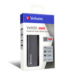 SSD Externo Verbatim Vx500, 120GB, USB-C, Plata 
