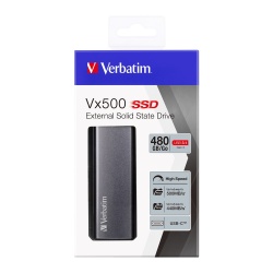 SSD Externo Verbatim Vx500, 480GB, USB-C, Plata 