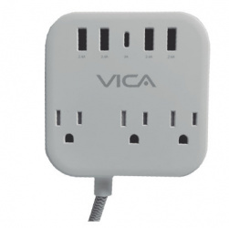 Vica Multicontacto SUPVIC050, 3 Salidas, 4x USB, Blanco 