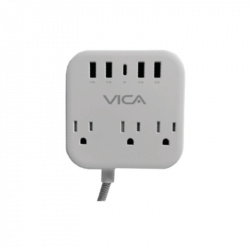 Vica Supresor de Picos USB 7P, 3 Contactos, 4x USB-A, 1x USB-C, 1875W 