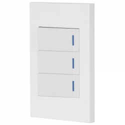 Volteck Placa para Pared, 3 Interruptores, Blanco 