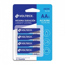 Volteck Pila Alcalina AA, 1.5V, 4 Piezas 
