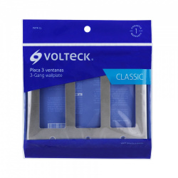 Volteck Placa para Pared, 3 Ventanas, Acero Inoxidable 