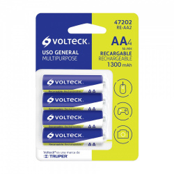 Volteck Pila Recargable AA, 1.2V, 4 Piezas 