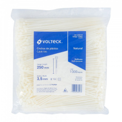 Volteck Cincho de Plástico 47462, 25 x 0.35cm, Blanco, 1000 Piezas 
